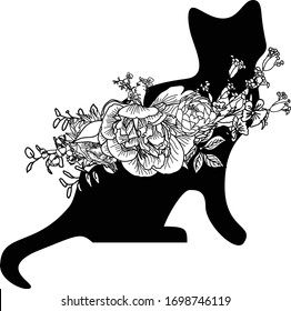 Floral Cat , Pet, Farm Animal file perfect for card invitations, calendars, wall art, clothes, baby clothes, birthdays, nursery, baby shower, children, party, clothes, printing, scrap booking.