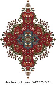 Floral Center Motif Design Vector