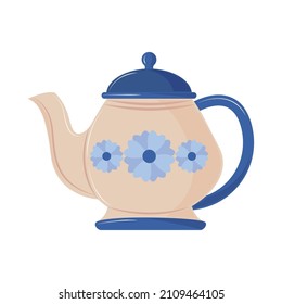 floral ceramic teapot flat icon