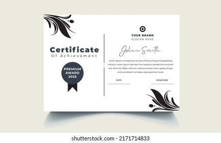 Floral Certificate of Appreciation template, certificate of achievement, awards diploma template