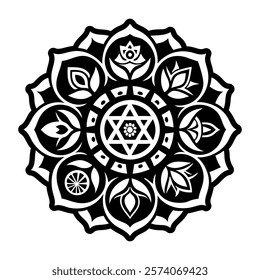 Floral chakra symbol icon in solid style