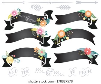 Floral Chalk Ribbon Banners