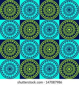 Floral chess seamless pattern with flowers. Copy square to the side and you'll get seamlessly tiling pattern which gives the resulting image ability to be repeated or tiled without visible seams.