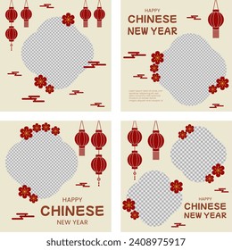 Floral Chinese new year template set
