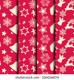 Floral Christmas Seamless Pattern Set 