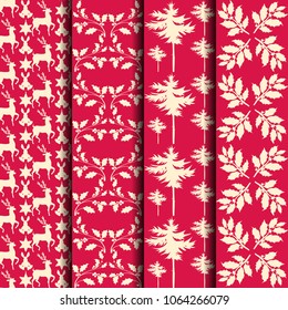 Floral Christmas Seamless Pattern Set 