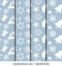 Floral Christmas Seamless Pattern Set 