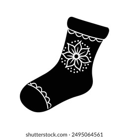 A Floral Christmas Stocking Silhouette