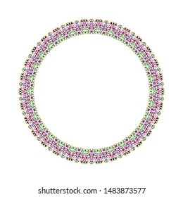 Floral circle - abstract round circular vector design element on white background