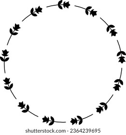 Floral circle border design rounded flower frame ring for decoration ornament in vector illustration