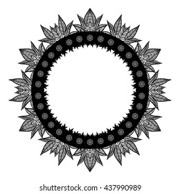 Floral circle frame can be used for greeting card, invitation, poster, banner and more designs.