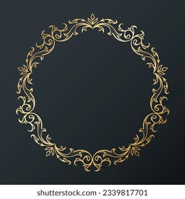 Marco de círculo floral de estilo clásico. Marco caligráfico retro lindo para invitaciones de boda y tarjetas de cumpleaños