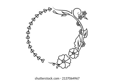 marco de círculo floral, vector de elemento floral, dibujo de flor de forma circular