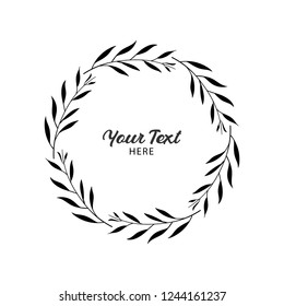 floral circle frame Simple wedding wreath vector hand drawn illustration