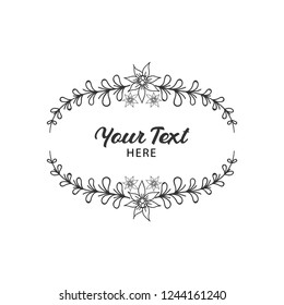 floral circle frame Simple wedding wreath vector hand drawn illustration