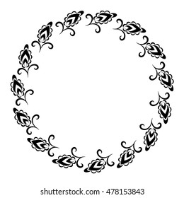 Floral circle frame vector. Design element.
