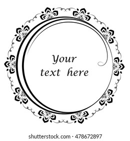 Floral circle frame vector. Design element.