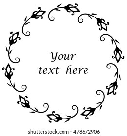 Floral circle frame vector. Design element.