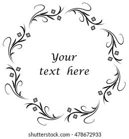 Floral circle frame vector. Design element.