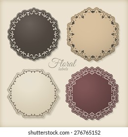 Floral circle frames, vintage labels