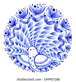 floral circle, hand drawn, illustration in Ukrainian
