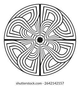 Floral circle icon. Blade swirl symbol. Rotating vector design. Decorative radial shape.