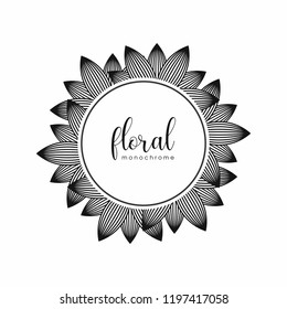 floral circle leaf vector on white background