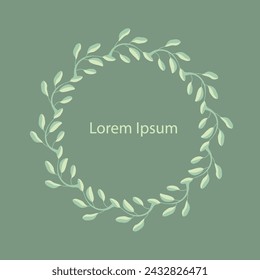 Floral circle leaves frame stock vector illustration Lorem Ipsum flat design stock vector illustration for web, for print