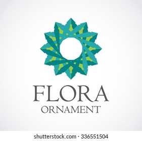 Floral circle of ornament abstract vector and logo design or template decoration business icon of company identity symbol concept