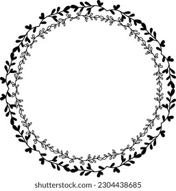 Floral circle round border flower frame ring for decoration ornament in vector illustration
