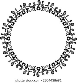 Floral circle round border flower frame ring for decoration ornament in vector illustration