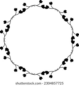 Floral circle round border flower frame ring for decoration ornament in vector illustration
