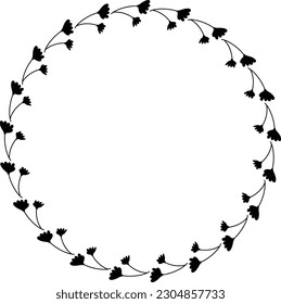 Floral circle round border flower frame ring for decoration ornament in vector illustration
