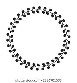 Floral circle round border flower frame ring for decoration ornament in vector illustration