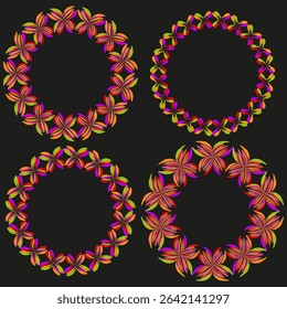 Floral circle vector. Decorative ring design. Abstract petal pattern. Blooming shape icon.