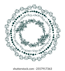 floral circle vector design frame elements set modern minimalistic doodle