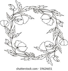 Floral circle vector frame.