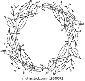 Floral circle vector frame.