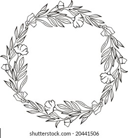 Floral circle vector frame.