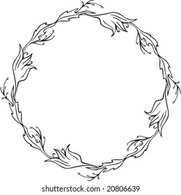 Floral circle vector frame.