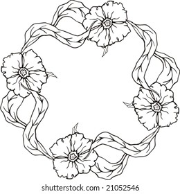 Floral circle vector frame.