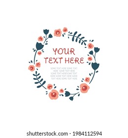 Floral circle vector frame template. Colorful flower frame.