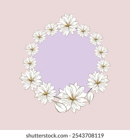 Floral circle wreath, ikat flowers pattern element design. Round ornament floral abstract pattern, classic traditional style, illustration vintage design, ikat flower pattern. 
