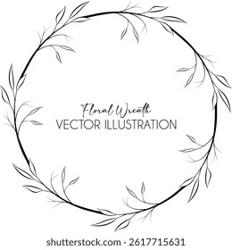Floral circular frame. Blooming border for wedding cards and invitations.