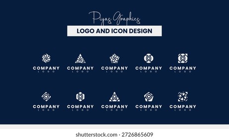Paquete de diseño de logotipo de línea circular floral