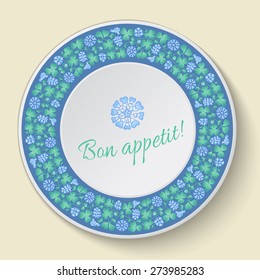 Floral circular pattern. Decorative plate template with clover. Vector illustration.