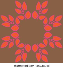 Floral circular pattern, doodles,branches,leaves. Hand drawn.
