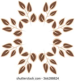 Floral circular pattern, doodles,branches,leaves. Hand drawn.