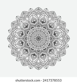 Patrón floral circular en forma de mandala para tatuaje, decoración. 