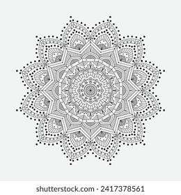  Floral Circular pattern in form of mandala for tattoo, decoration. 